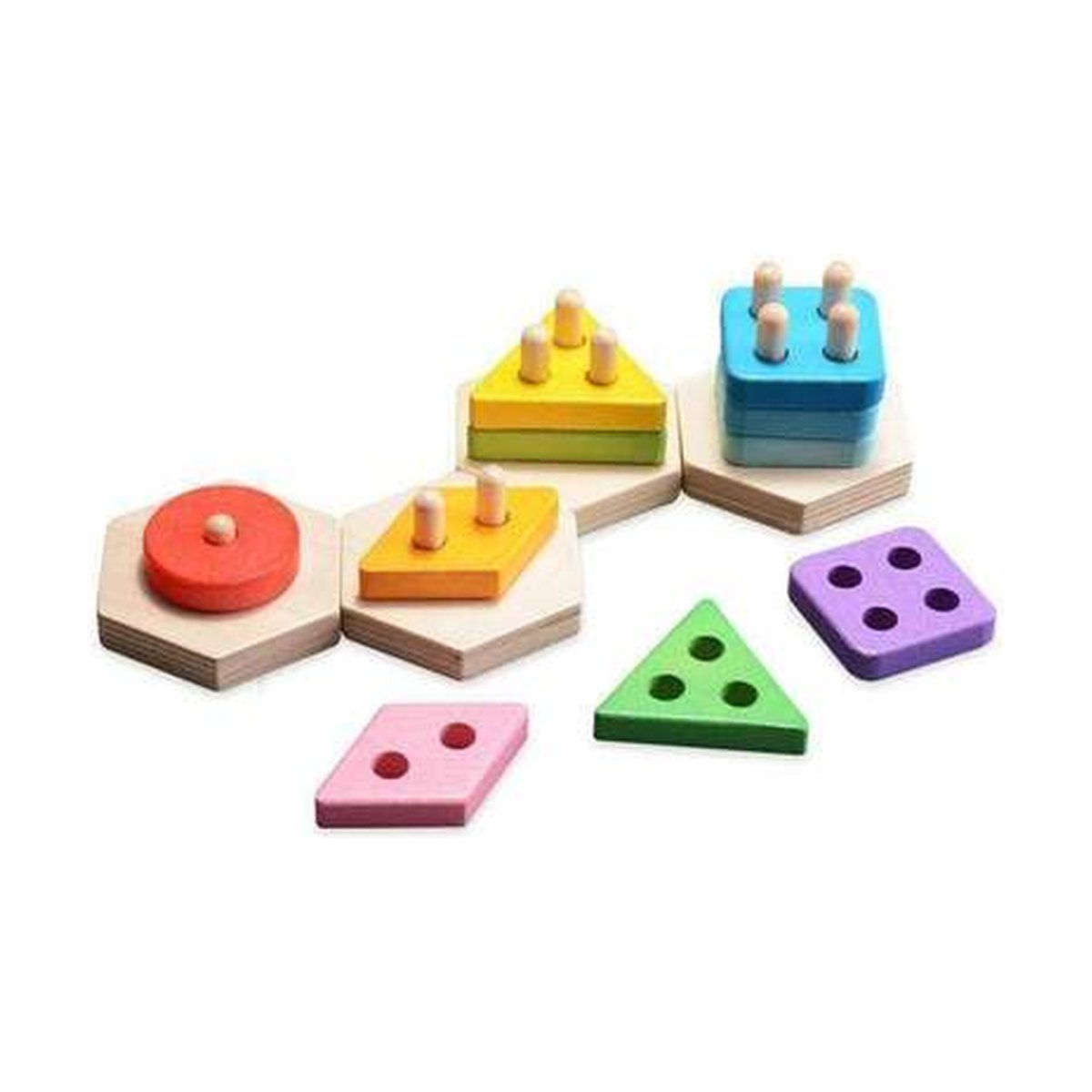 Wooden Shape Sorting Stacking Puzzle