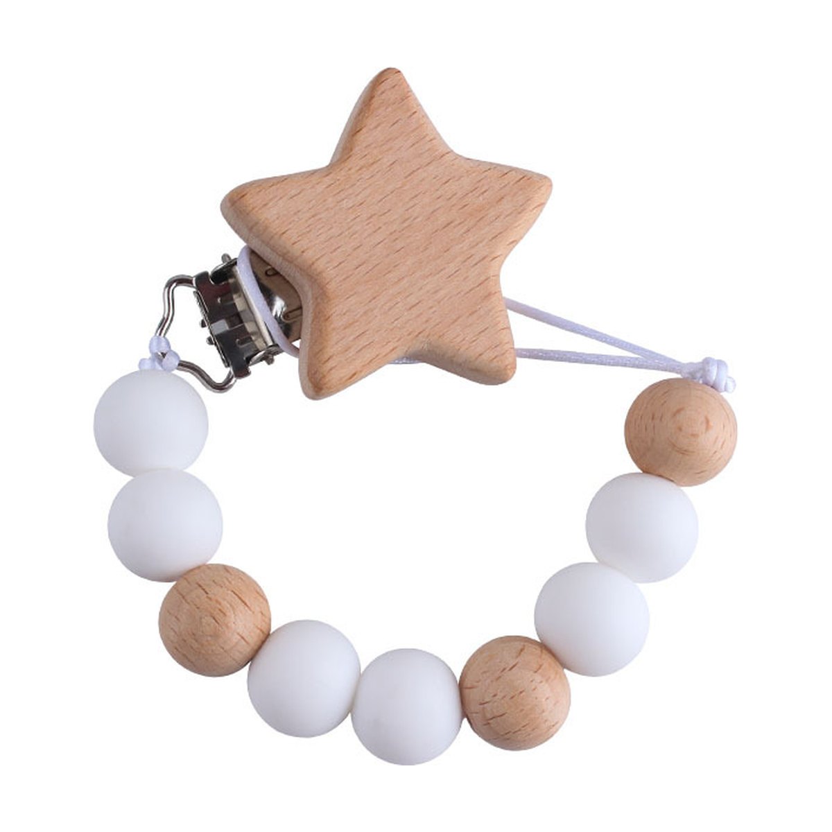 Wooden Star Pacifier Clip