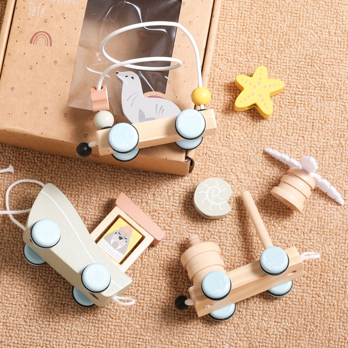 Wooden Three-section Animal Baby Pull Toy