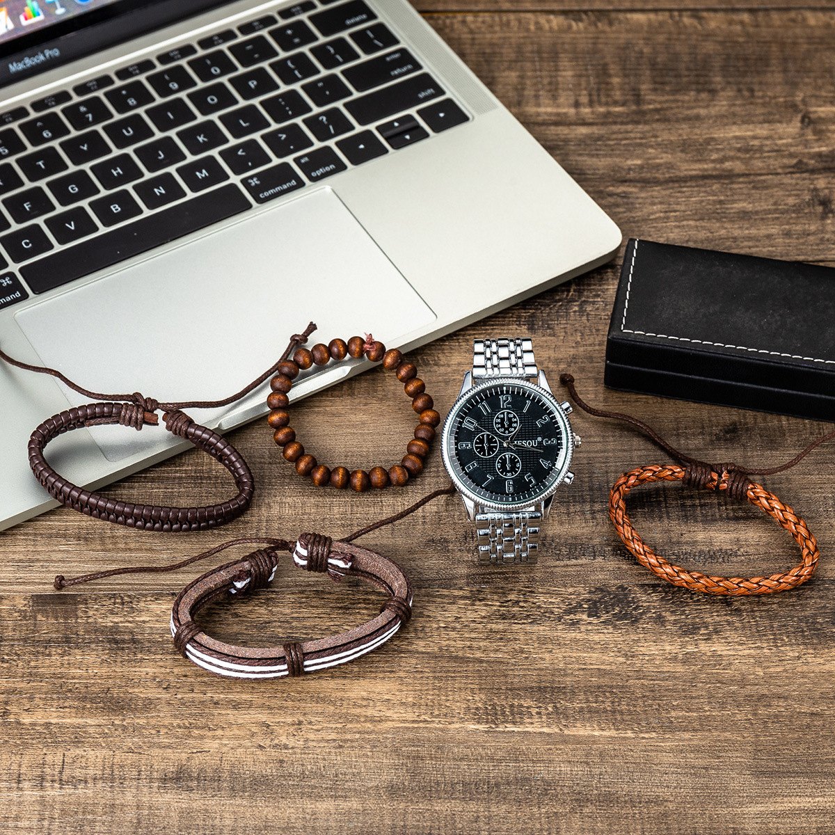 Wristwatch Wallet Cufflink Ballpoint Pen Gifts Set